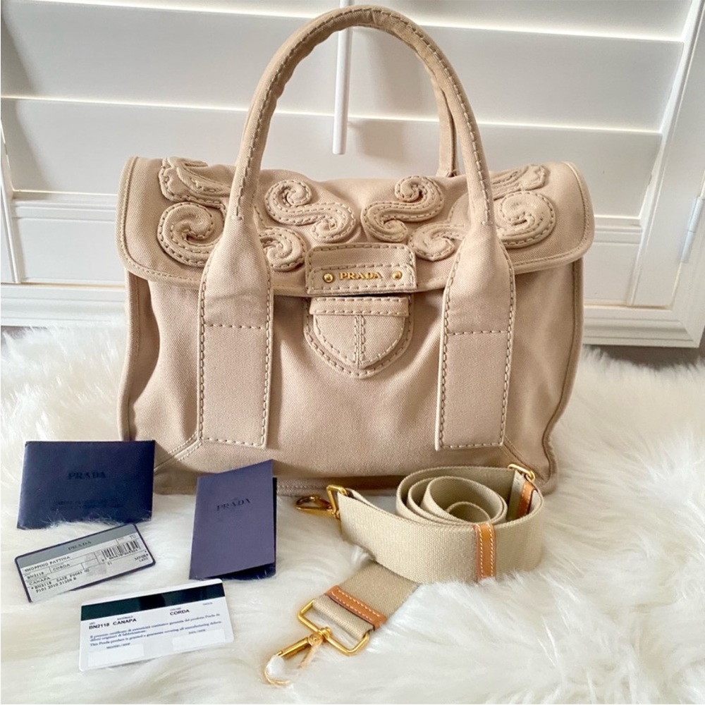 ❤️ Prada Canapa Baroque Flap Bag